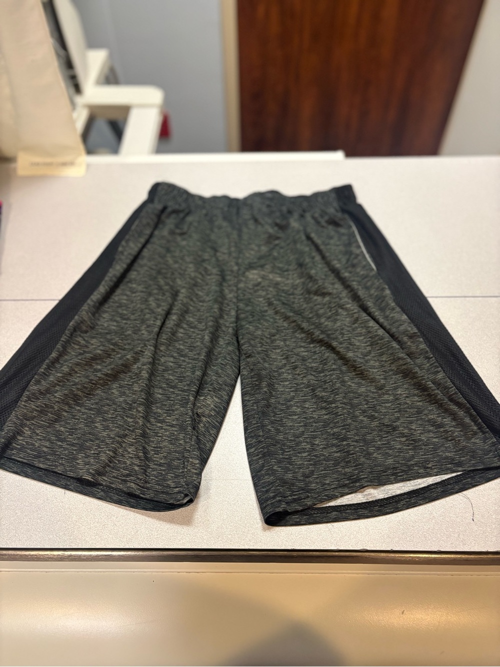 Game Time Men's Heathered Black Athletic Shorts with Side Mesh